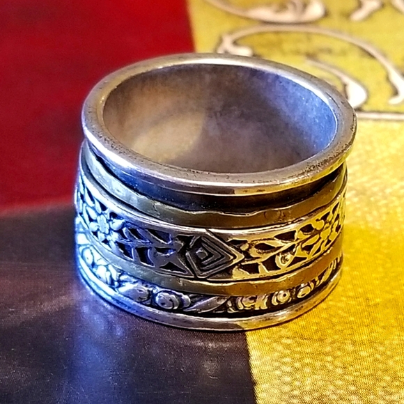 Silpada Sterling Silver & Brass Spinner Ring - Picture 3 of 12
